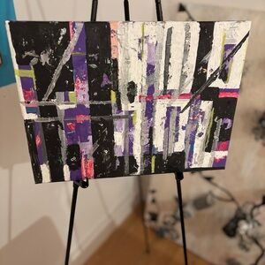 Modern Black and Purple Abstract Canvas Art handmade